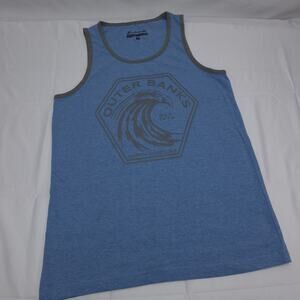 Outer Banks North Carolina Wave Graphic Tank Top Men's Small Blue Beach Surf